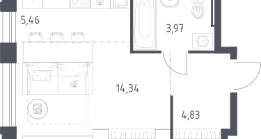 Студия, 28&nbsp;м²