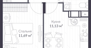 1-к. квартира, 32&nbsp;м²