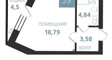 1-к. квартира, 31&nbsp;м²