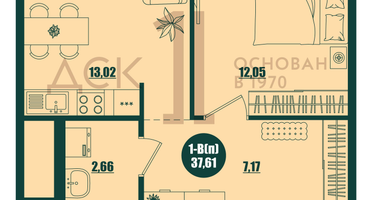 1-к. квартира, 37&nbsp;м²