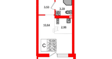Студия, 21&nbsp;м²