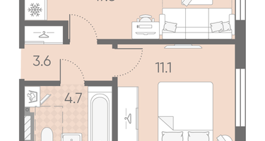 1-к. квартира, 36&nbsp;м²