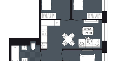 3-к. квартира, 59&nbsp;м²