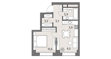 1-к. квартира, 42 м²