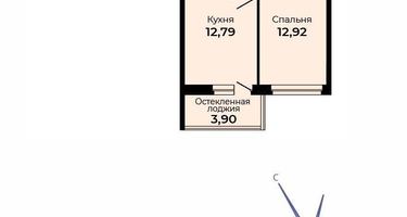 1-к. квартира, 37&nbsp;м²