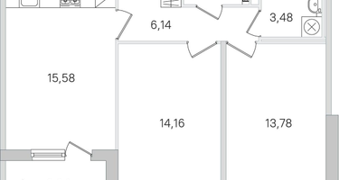 2-к. квартира, 57&nbsp;м²