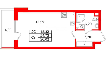 Студия, 24&nbsp;м²