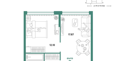 2-к. квартира, 37&nbsp;м²
