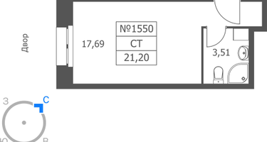 Студия, 21&nbsp;м²