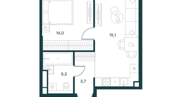 1-к. квартира, 42&nbsp;м²
