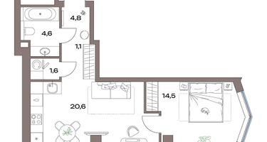 2-к. квартира, 47&nbsp;м²