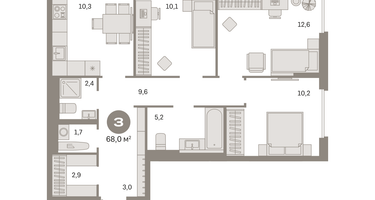 3-к. квартира, 67&nbsp;м²