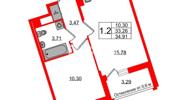 1-к. квартира, 33 м²