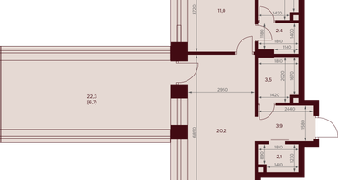1-к. квартира, 53 м²