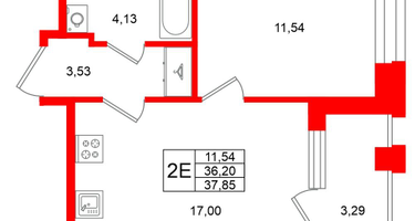 1-к. квартира, 36 м²