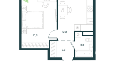 1-к. квартира, 37&nbsp;м²