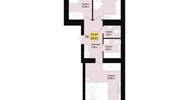 2-к. квартира, 68&nbsp;м²