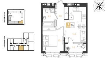 1-к. квартира, 37&nbsp;м²