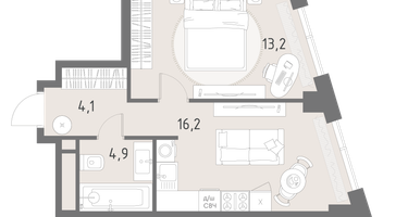 2-к. квартира, 38&nbsp;м²