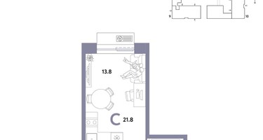 1-к. квартира, 21 м²