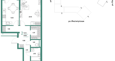 2-к. квартира, 72 м²