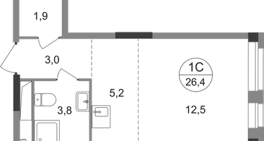 Студия, 26&nbsp;м²