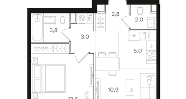 1-к. квартира, 40 м²