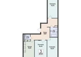 3-к. квартира, 87&nbsp;м²