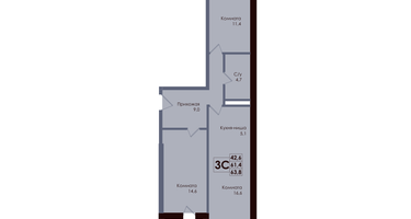 Студия, 62 м²