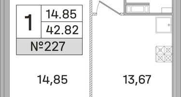 1-к. квартира, 42&nbsp;м²