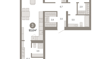 3-к. квартира, 93 м²