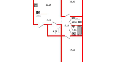 2-к. квартира, 78&nbsp;м²