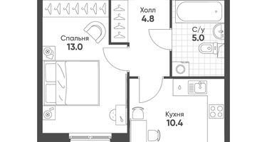 1-к. квартира, 33 м²
