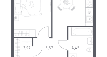 1-к. квартира, 34&nbsp;м²