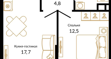 1-к. квартира, 41&nbsp;м²