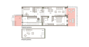 2-к. квартира, 147 м²