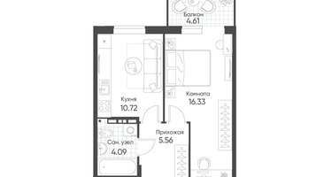1-к. квартира, 38&nbsp;м²