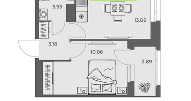 Студия, 33 м²