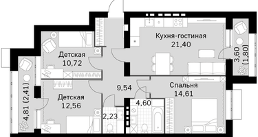 3-к. квартира, 79 м²