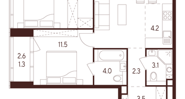 Студия, 59&nbsp;м²