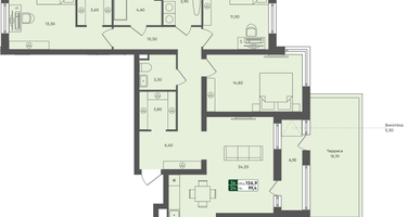 3-к. квартира, 126 м²