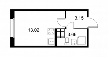Студия, 19&nbsp;м²