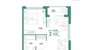 2-к. квартира, 45&nbsp;м²