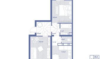 2-к. квартира, 55&nbsp;м²
