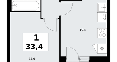 1-к. квартира, 33 м²