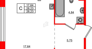 Студия, 28&nbsp;м²