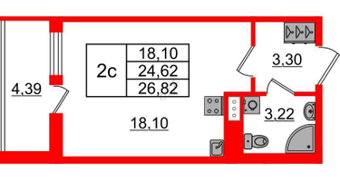 Студия, 24&nbsp;м²