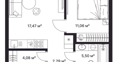 1-к. квартира, 40&nbsp;м²