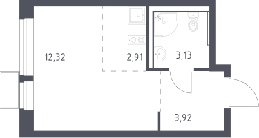 Студия, 22&nbsp;м²