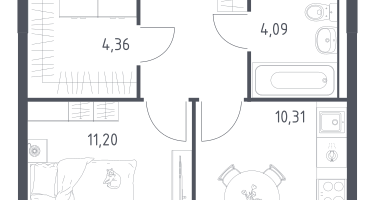 1-к. квартира, 35&nbsp;м²